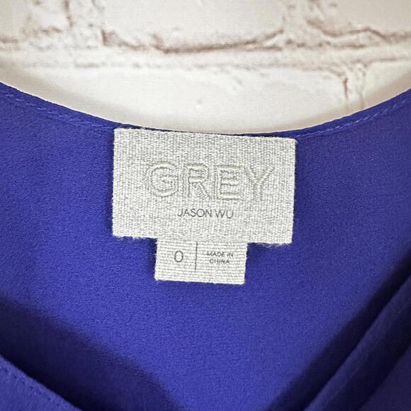 Grey by Jason Wu‎ Women's Blue Silk Wrap Top Size 0 - Picture 2 of 6